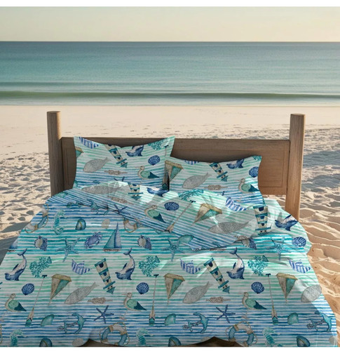 Copriletto estivo mare azzurro - mare,
