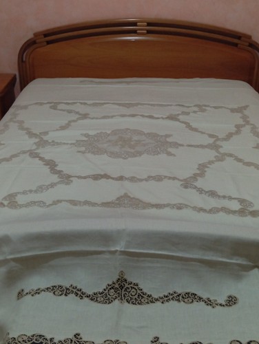 Copriletto lino con pizzo - copriletto, in