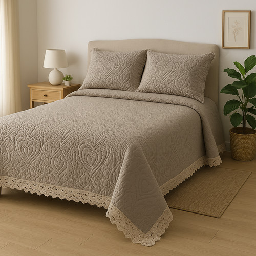 Copriletto matrimoniale beige - copriletto,